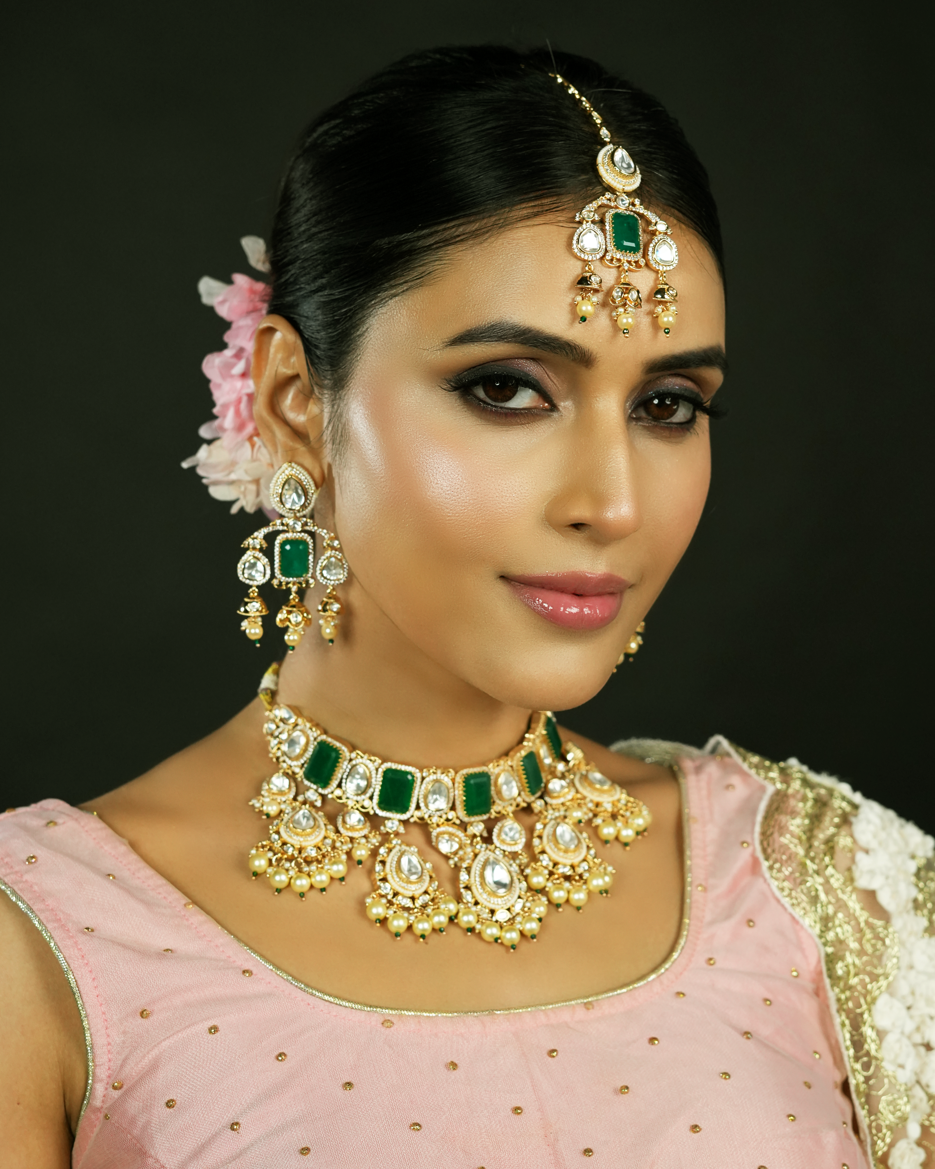 Emerald Regal Heritage Polki Kundan Bridal Set